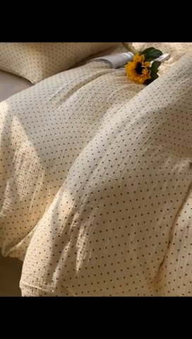 91家纺网 家纺一手货源 找家纺 洋铭区（原狠狠爱）  2024新款皱皱纱四件套 黑白波点