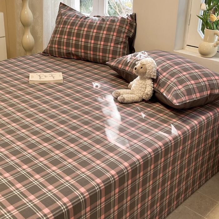 91家纺网 家纺一手货源 找家纺 蓝邻 2024新款全棉无印风全棉色织水洗棉枕套 美莱粉