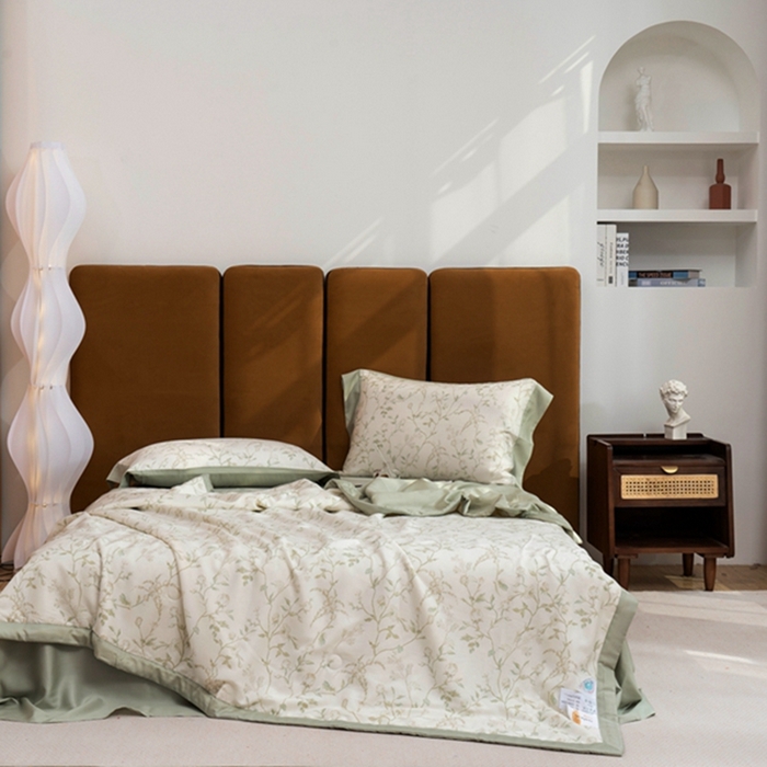 91家纺网 家纺一手货源 找家纺 黛舒家居 2024新款莱赛尔天丝大豆夏被四件套 夜曲