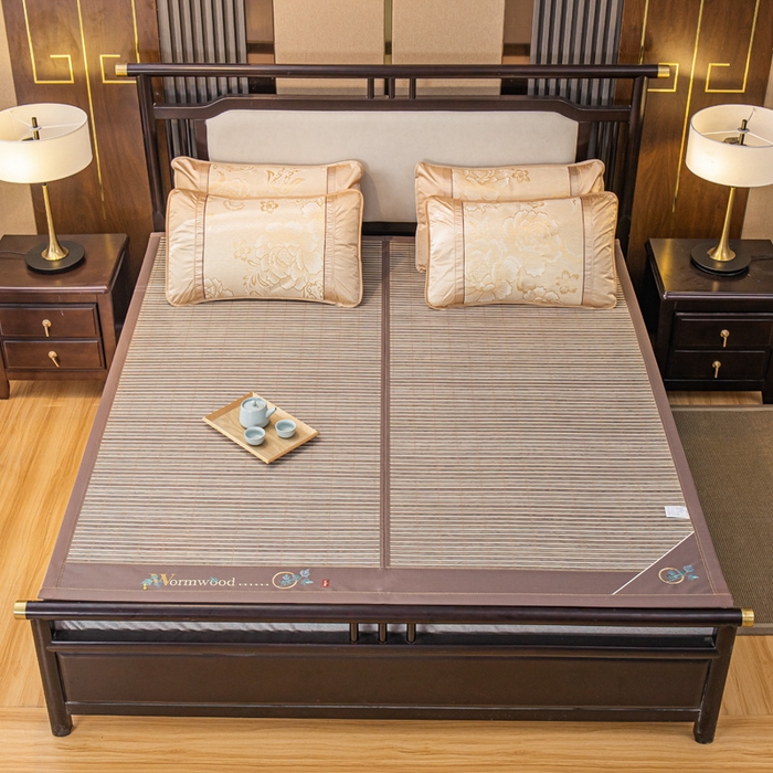 91家纺网 家纺一手货源 找家纺 新月家纺（锦威郎） 2024新款夏季竹席冰藤折叠双面席子 爱情魔方