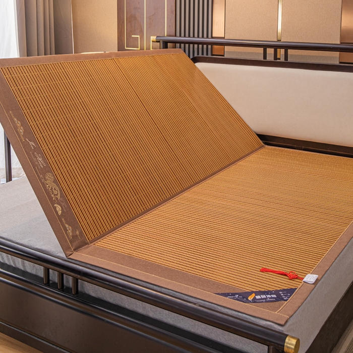 91家纺网 家纺一手货源 找家纺 新月家纺（锦威郎） 2024新款夏季竹席冰藤折叠双面席子 贵妃养生席