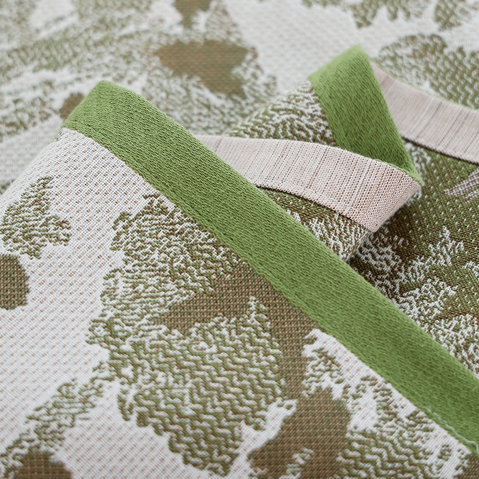 91家纺网 家纺一手货源 找家纺 朴尔毛巾被2024年新品全棉细纱编织纹AB版透气枕巾 写意江南-绿52*78cm