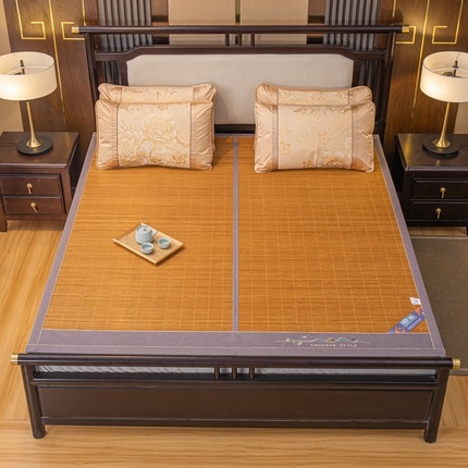 91家纺网 家纺一手货源 找家纺 新月家纺（锦威郎） 2024新款夏季竹席冰藤折叠双面席子 冰玉养生席