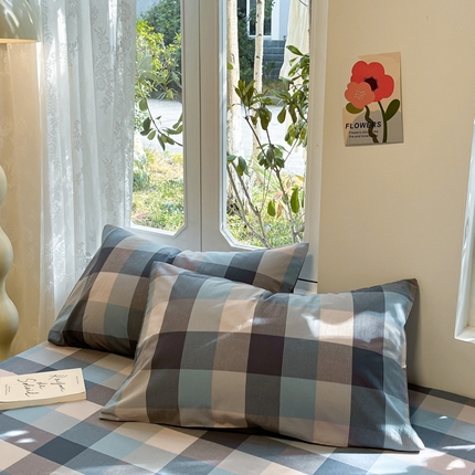 91家纺网 家纺一手货源 找家纺 （总）蓝邻 2024新款全棉无印风全棉色织水洗棉枕套