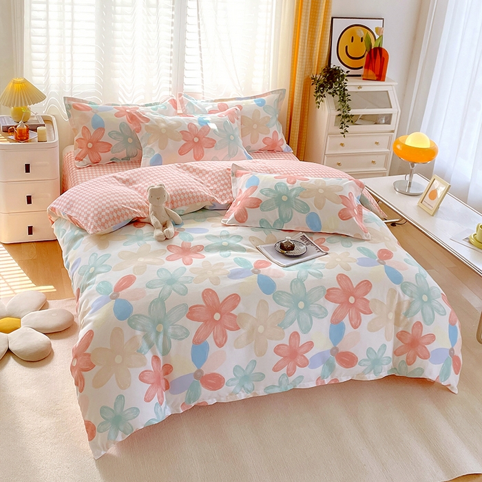 91家纺网 家纺一手货源 找家纺 美宜家 2025新款植物羊绒加厚斜纹磨毛单被套 花束之美