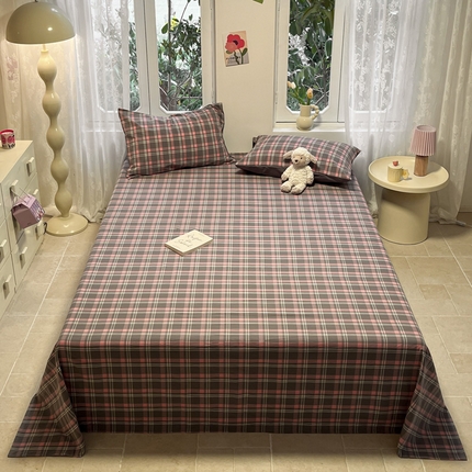 91家纺网 家纺一手货源 找家纺 （总）蓝邻 2024新款全棉无印风全棉色织水洗棉单品床单