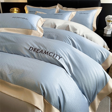 古吉梦 2024新款水洗真丝提花四件套--迪梦  海青+山灰