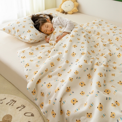 寐眠 2024新款双层纱大豆儿童夏被 呆呆熊双