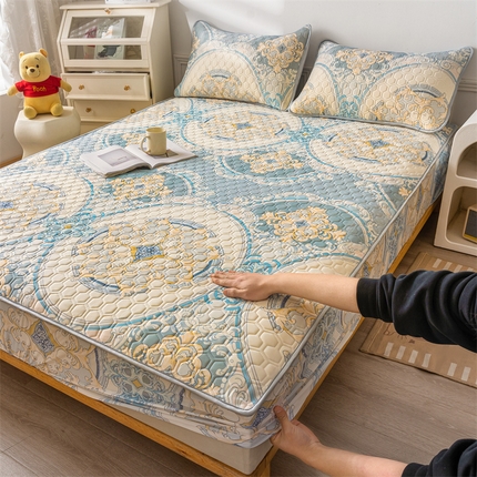 91家纺网 家纺一手货源 找家纺 小萌虎 2024新款冰丝胶质凉席-床笠款 大欧兰