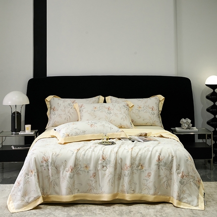 91家纺网 家纺一手货源 找家纺 （总）时亿家居 2024新款兰精天丝印花夏被四件套