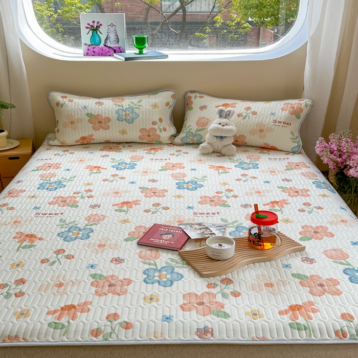 91家纺网 家纺一手货源 找家纺 慕尚家纺 2025新款凉感丝印花乳胶凉席 秘境