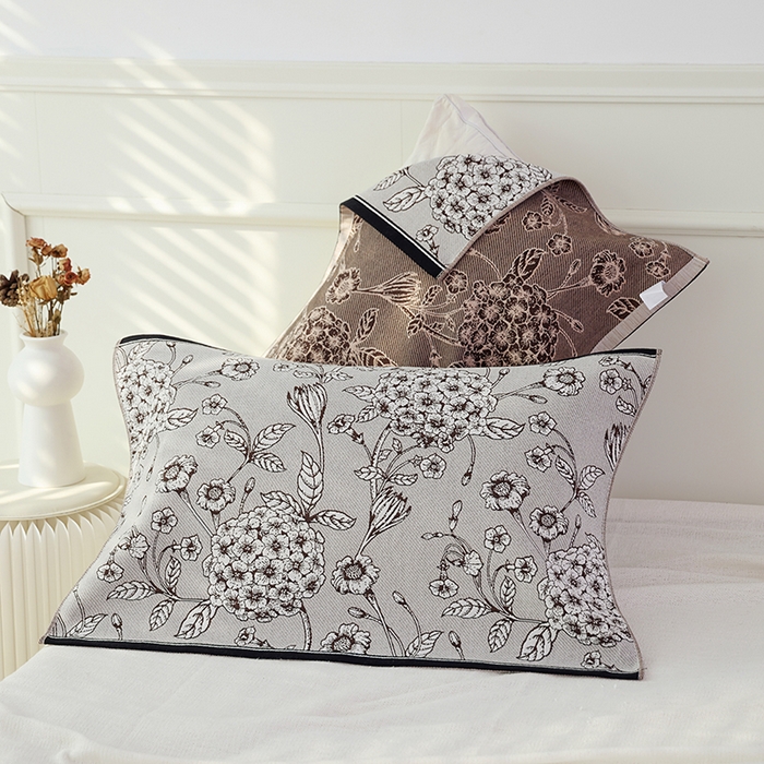 91家纺网 家纺一手货源 找家纺 朴尔毛巾被2024年新品全棉细纱编织纹AB版透气枕巾 香水绣球52*78cm