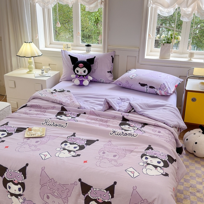 91家纺网 家纺一手货源 找家纺 梵克保罗 2024新款三丽欧卡通印花夏被系列 紫色库洛米