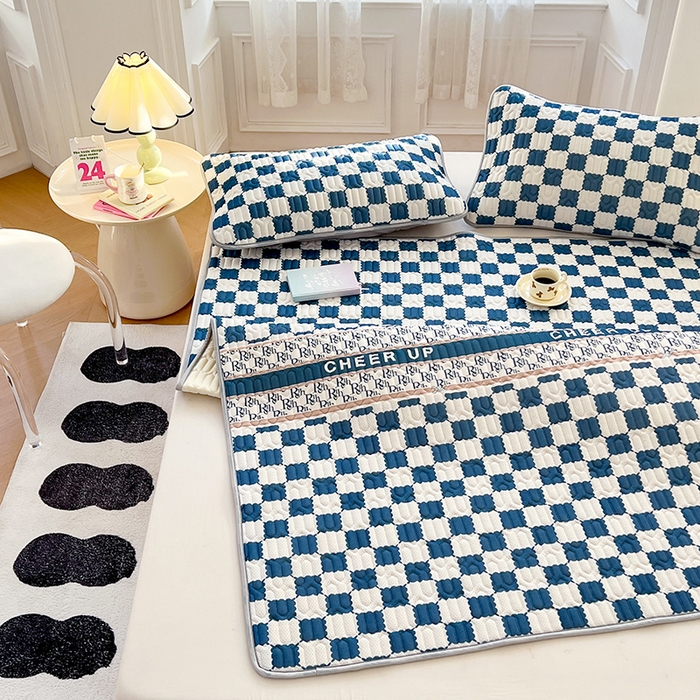 91家纺网 家纺一手货源 找家纺 福来临 2025新款印花凉感丝含胶凉席夏被三件套四件套 含胶凉席-格调