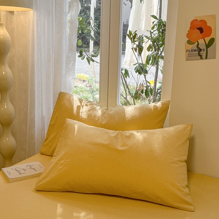 91家纺网 家纺一手货源 找家纺 （总）蓝邻 2024新款全棉无印风全棉色织水洗棉枕套