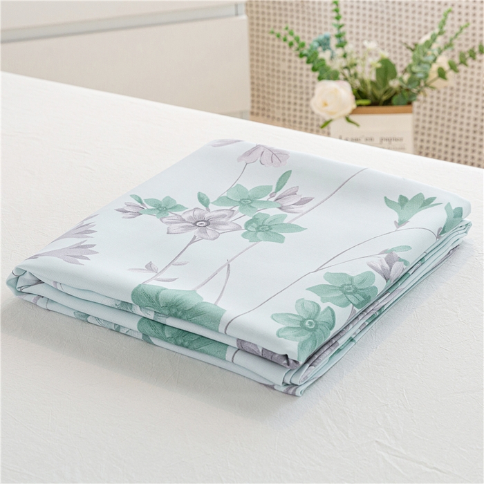 91家纺网 家纺一手货源 找家纺 金泰莱 2025新款印花竹纤维凉席三件套软凉席竹席盖毯子 清风絮语-绿
