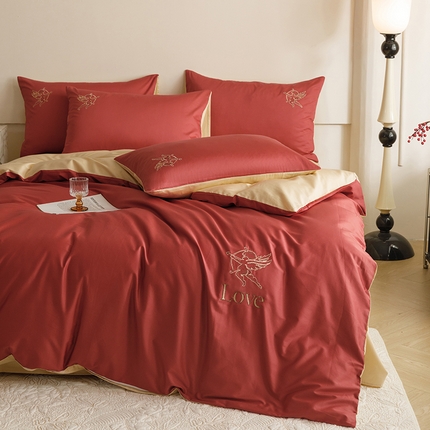 91家纺网 家纺一手货源 找家纺 （总）首尔家纺 2024新款全棉精梳棉纯棉刺绣四件套--爱神系列