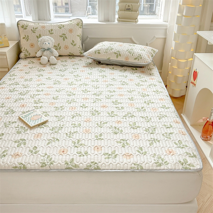 91家纺网 家纺一手货源 找家纺 慕尚家纺 2025新款凉感丝印花乳胶凉席 仙草