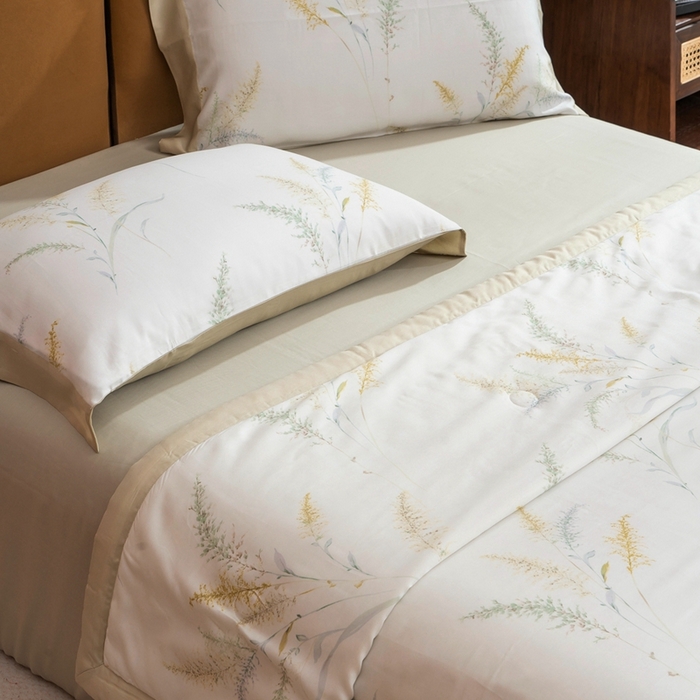 91家纺网 家纺一手货源 找家纺 黛舒家居 2024新款莱赛尔天丝大豆夏被四件套 宛夏