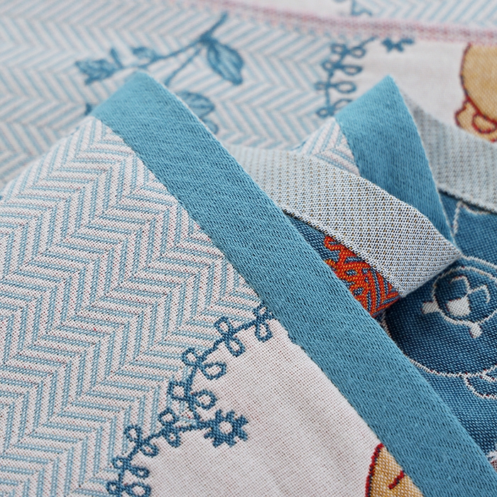 91家纺网 家纺一手货源 找家纺 朴尔毛巾被2024年新品全棉细纱编织纹AB版透气枕巾 玫瑰熊熊52*78cm