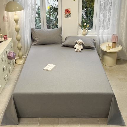 91家纺网 家纺一手货源 找家纺 （总）蓝邻 2024新款全棉无印风全棉色织水洗棉单品床单