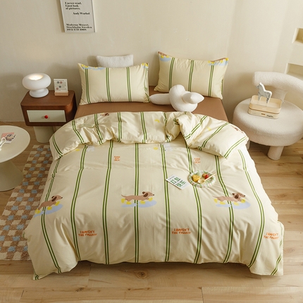 91家纺网 家纺一手货源 找家纺 （总）网客家纺 2024新款全棉条纹印花四件套