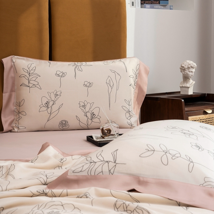 91家纺网 家纺一手货源 找家纺 黛舒家居 2024新款莱赛尔天丝大豆夏被四件套 花魅