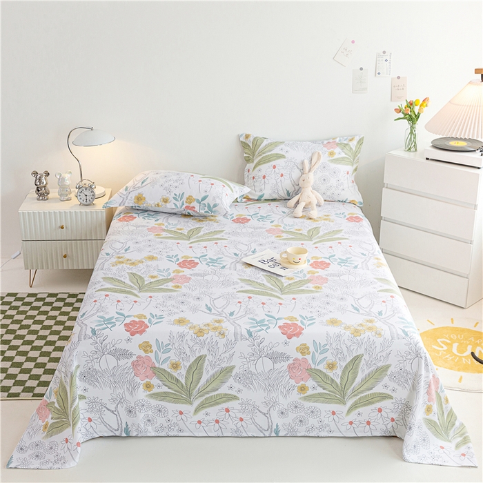 91家纺网 家纺一手货源 找家纺 金泰莱 2025新款印花竹纤维凉席三件套软凉席竹席盖毯子 浅香-绿