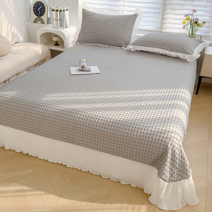 91家纺网 家纺一手货源 找家纺 （总）冬然家纺 2024新款素色花边系列冰豆豆凉席 