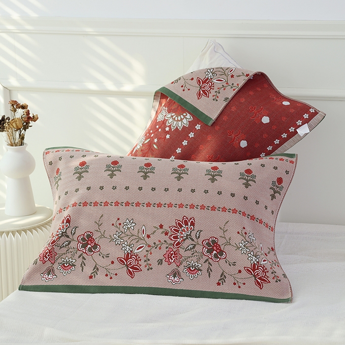 91家纺网 家纺一手货源 找家纺 朴尔毛巾被2024年新品全棉细纱编织纹AB版透气枕巾 妙恋52*78cm