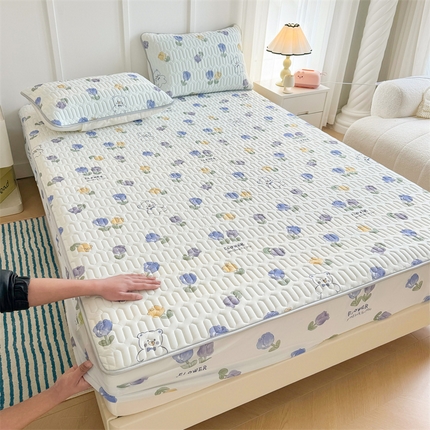 91家纺网 家纺一手货源 找家纺 （总）湘之帛 2024直播新款加厚印花凉感丝乳胶凉席床笠款三件套