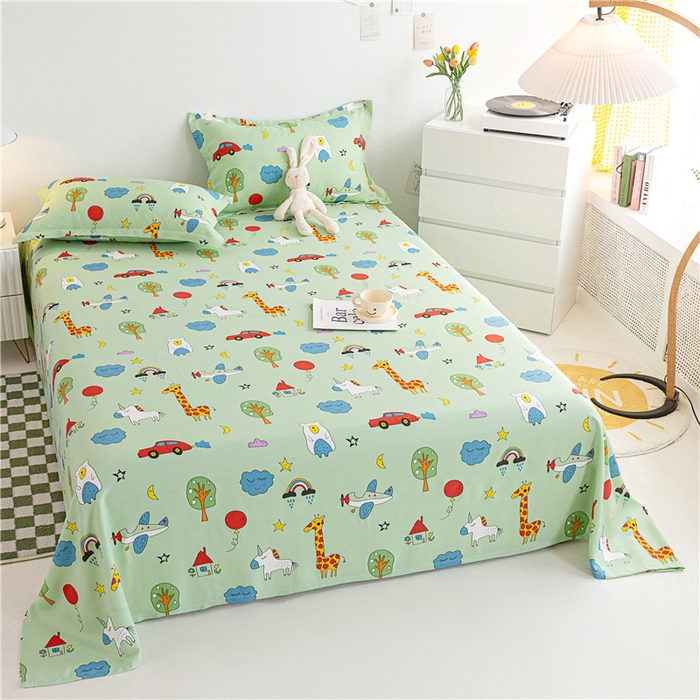 91家纺网 家纺一手货源 找家纺 金泰莱 2025新款印花竹纤维凉席三件套软凉席竹席盖毯子 动物派对