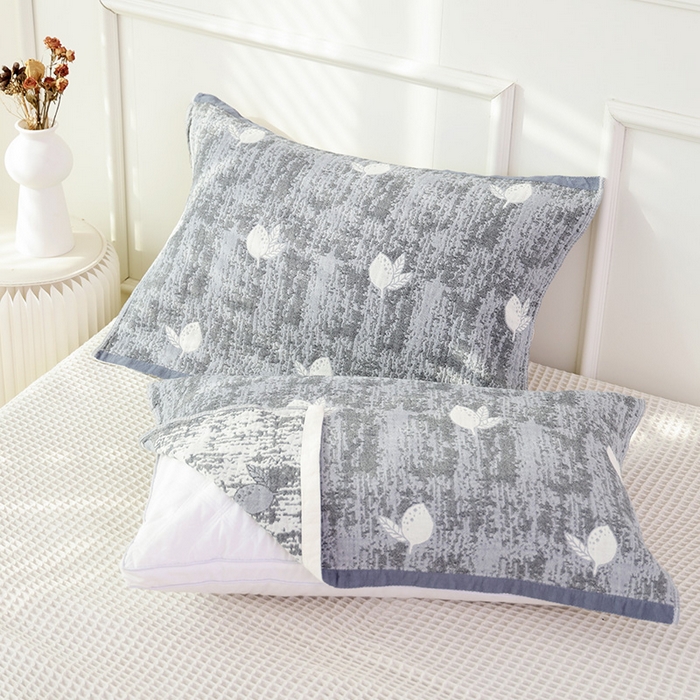 91家纺网 家纺一手货源 找家纺 朴尔毛巾被2024新款彩棉国潮风全棉六层纱布枕巾 柠香-灰枕巾52*78cm