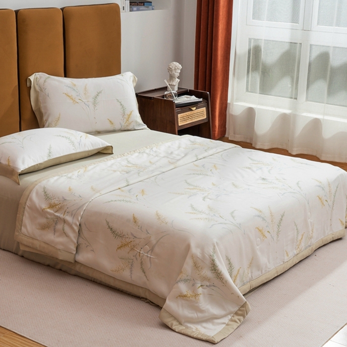 91家纺网 家纺一手货源 找家纺 黛舒家居 2024新款莱赛尔天丝大豆夏被四件套 宛夏