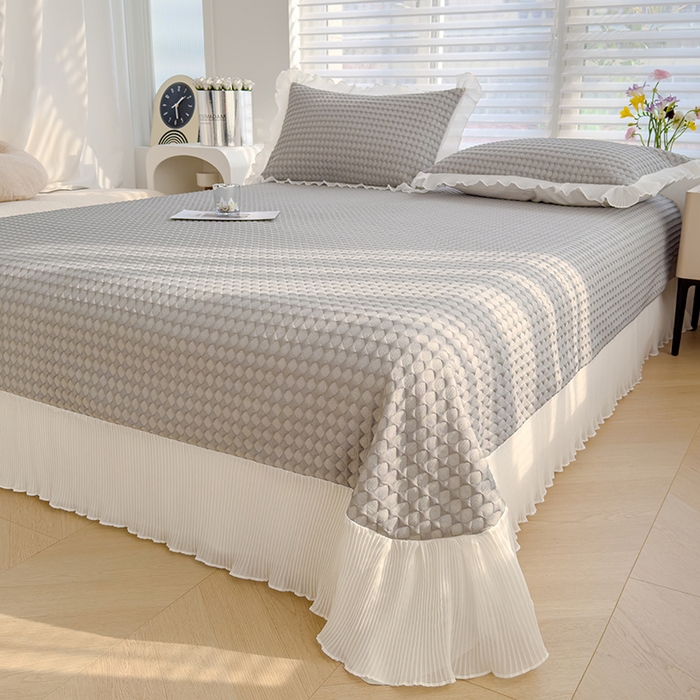 91家纺网 家纺一手货源 找家纺 （总）冬然家纺 2024新款素色花边系列冰豆豆凉席 