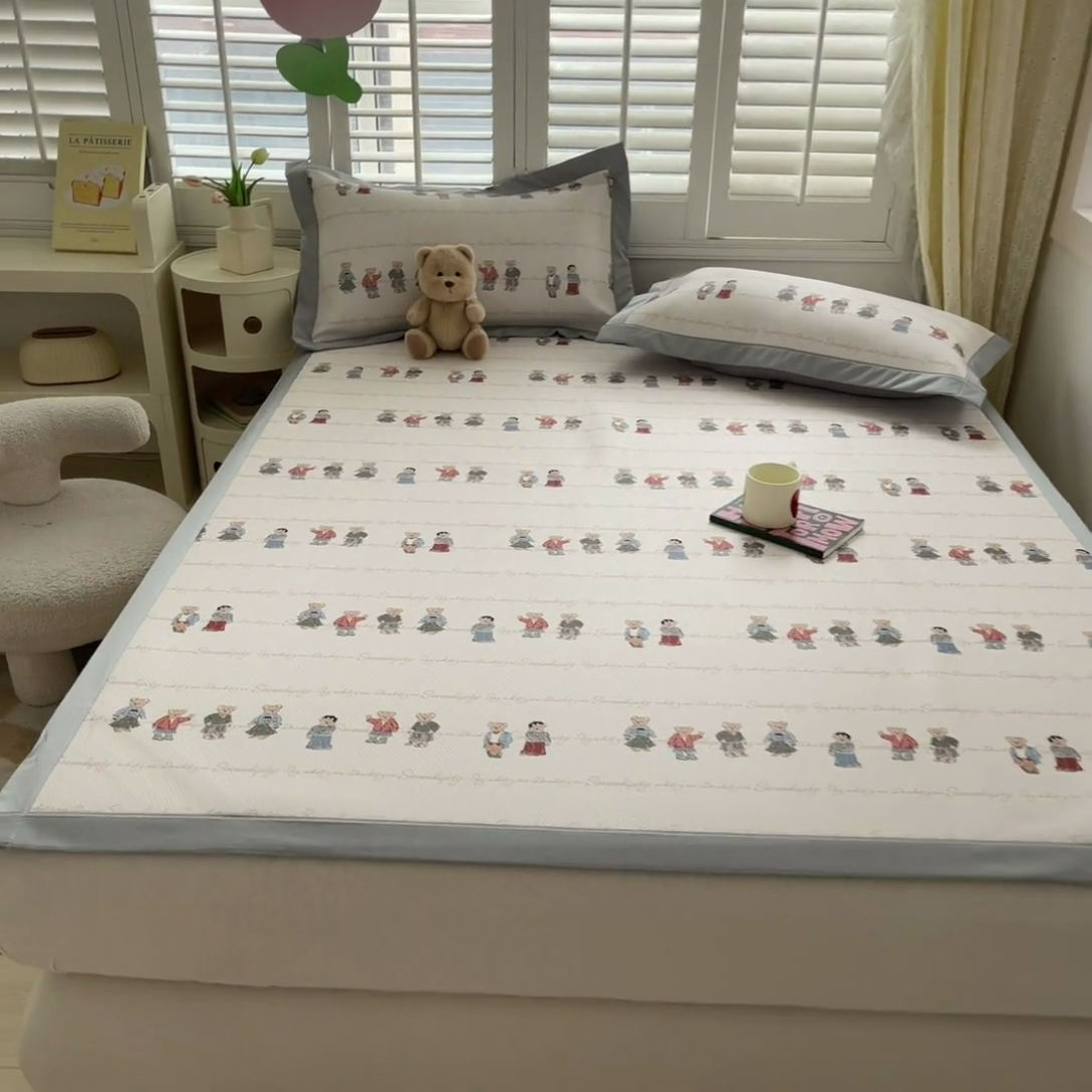 91家纺网 家纺一手货源 找家纺 星座-2025大斜纹复合冰丝凉席 萌熊印象