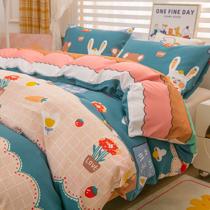 91家纺网 家纺一手货源 找家纺 莎臣豹 2025新款植物羊绒印花四件套 趣味时光