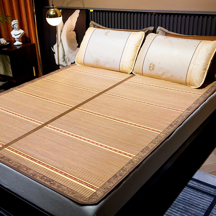 91家纺网 家纺一手货源 找家纺 新月家纺（锦威郎） 2024新款夏季竹席冰藤折叠双面席子 黄金海岸2