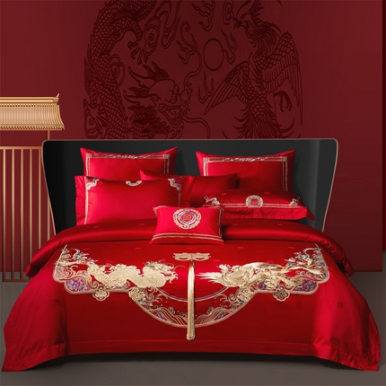 91家纺网 家纺一手货源 找家纺 高大尚婚庆馆 2025新款60支双股长绒棉提花四件套多件套-婚庆系列 缘定今生