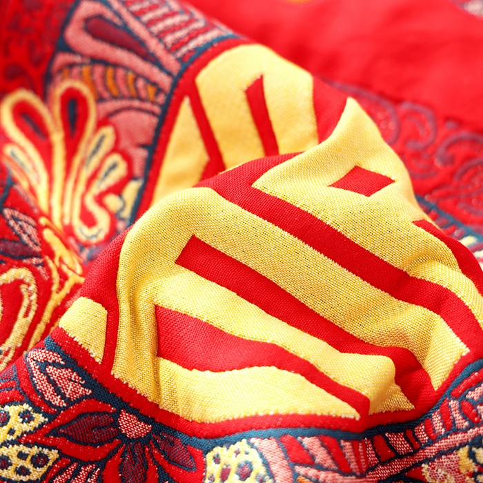 91家纺网 家纺一手货源 找家纺 朴尔毛巾被 2024年全棉加厚八层纱布喜庆民族风婚庆系列枕巾 福运满满 52*78cm