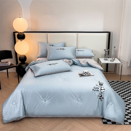 91家纺网 家纺一手货源 找家纺 （总）古吉梦 2024新款水洗真丝提花夏被-熊猫