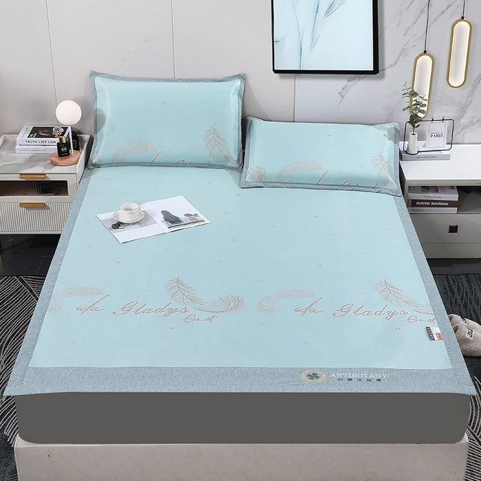 91家纺网 家纺一手货源 找家纺 新月家纺（锦威郎） 2024新款防滑无纺布牛奶冰丝席 羽毛