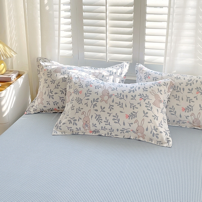 91家纺网 家纺一手货源 找家纺 美宜家  2025新款植物羊绒加厚斜纹磨毛单被套四件套 萌萌兔