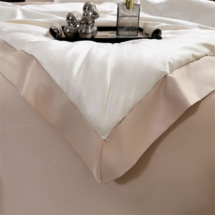 91家纺网 家纺一手货源 找家纺 古吉梦 2024新款水洗真丝提花夏被--迪梦 奶昔白+奶茶