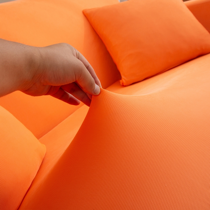 91家纺网 家纺一手货源 找家纺 兴妮雅家纺 2024新款凉感丝沙发套 凉感丝桔色