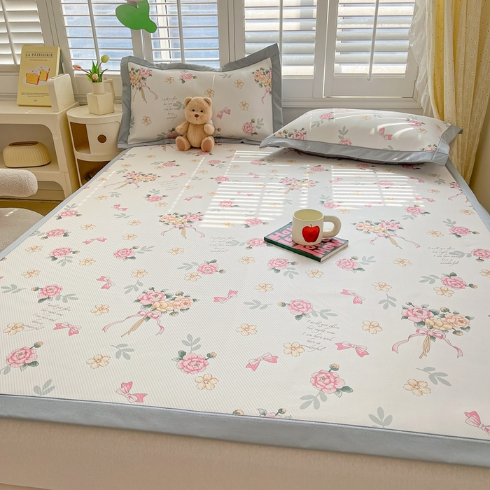 91家纺网 家纺一手货源 找家纺 星座-2025大斜纹复合冰丝凉席 拈花湾粉