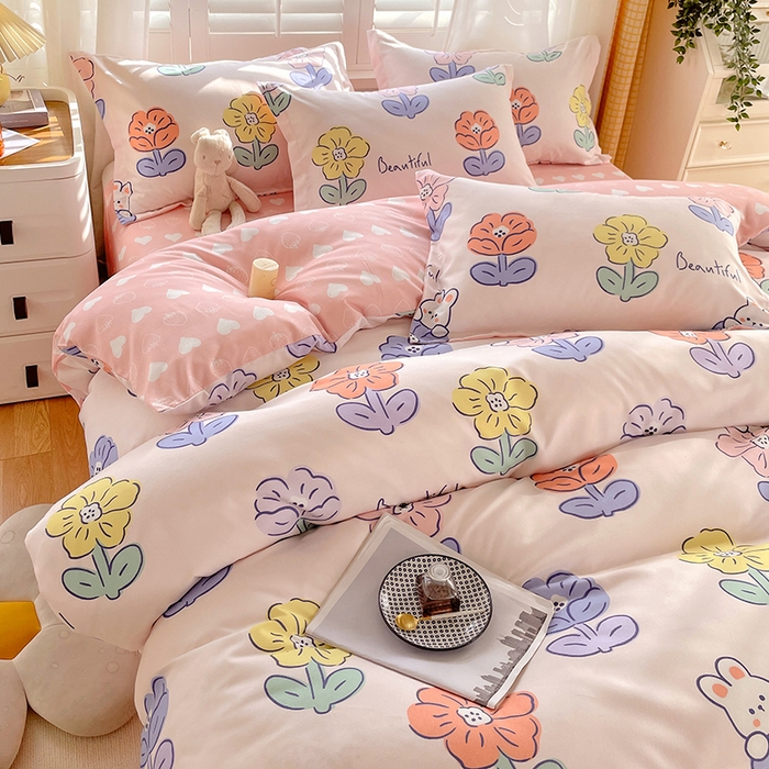 91家纺网 家纺一手货源 找家纺 美宜家 2025新款植物羊绒加厚斜纹磨毛单被套 青青花田