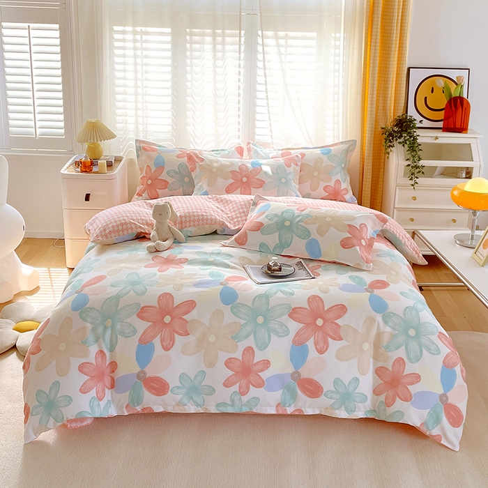 91家纺网 家纺一手货源 找家纺 美宜家 2025新款植物羊绒加厚斜纹磨毛单被套 花束之美