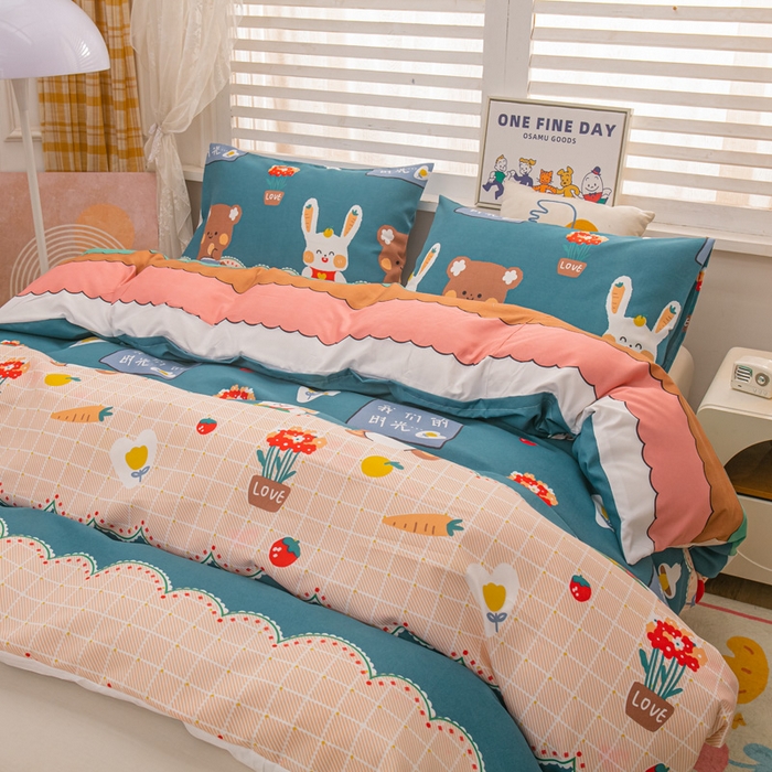 91家纺网 家纺一手货源 找家纺 莎臣豹 2025新款植物羊绒印花四件套 趣味时光