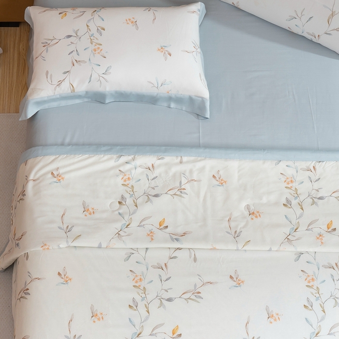 91家纺网 家纺一手货源 找家纺 黛舒家居 2024新款莱赛尔天丝大豆夏被四件套 叶璃